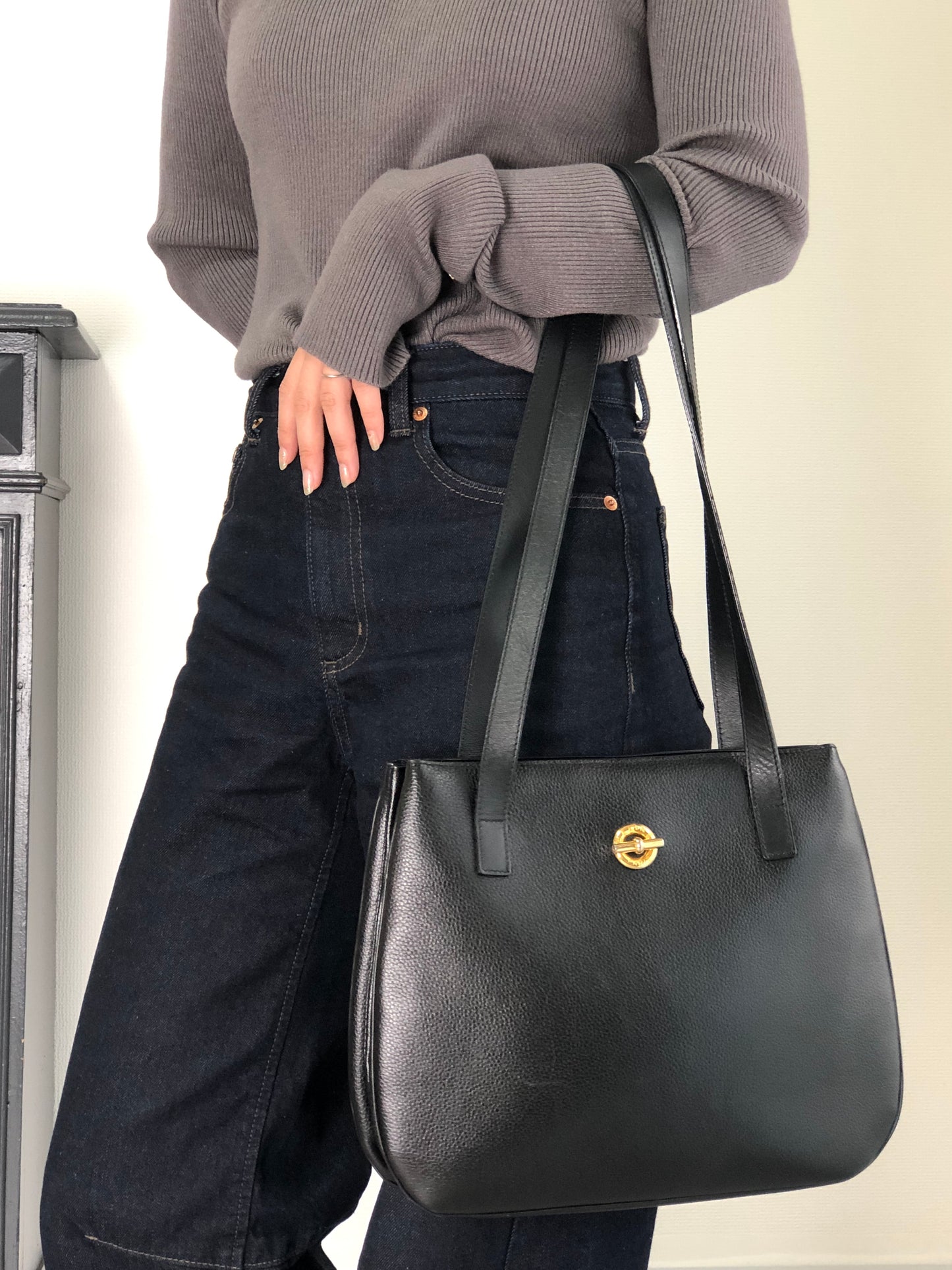 CELINE Toggle Clasp Shoulder bag Black Vintage dfgr6w