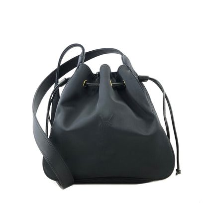 Yves Saint Laurent YSL Nylon Drawstring Shoulder bag Navy Vintage aags4s