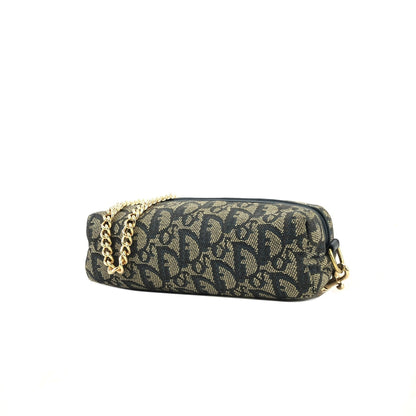 Christian Dior Trotter Oblique 提花鏈條迷你肩背包 海軍藍 復古 舊款 2xadkk
