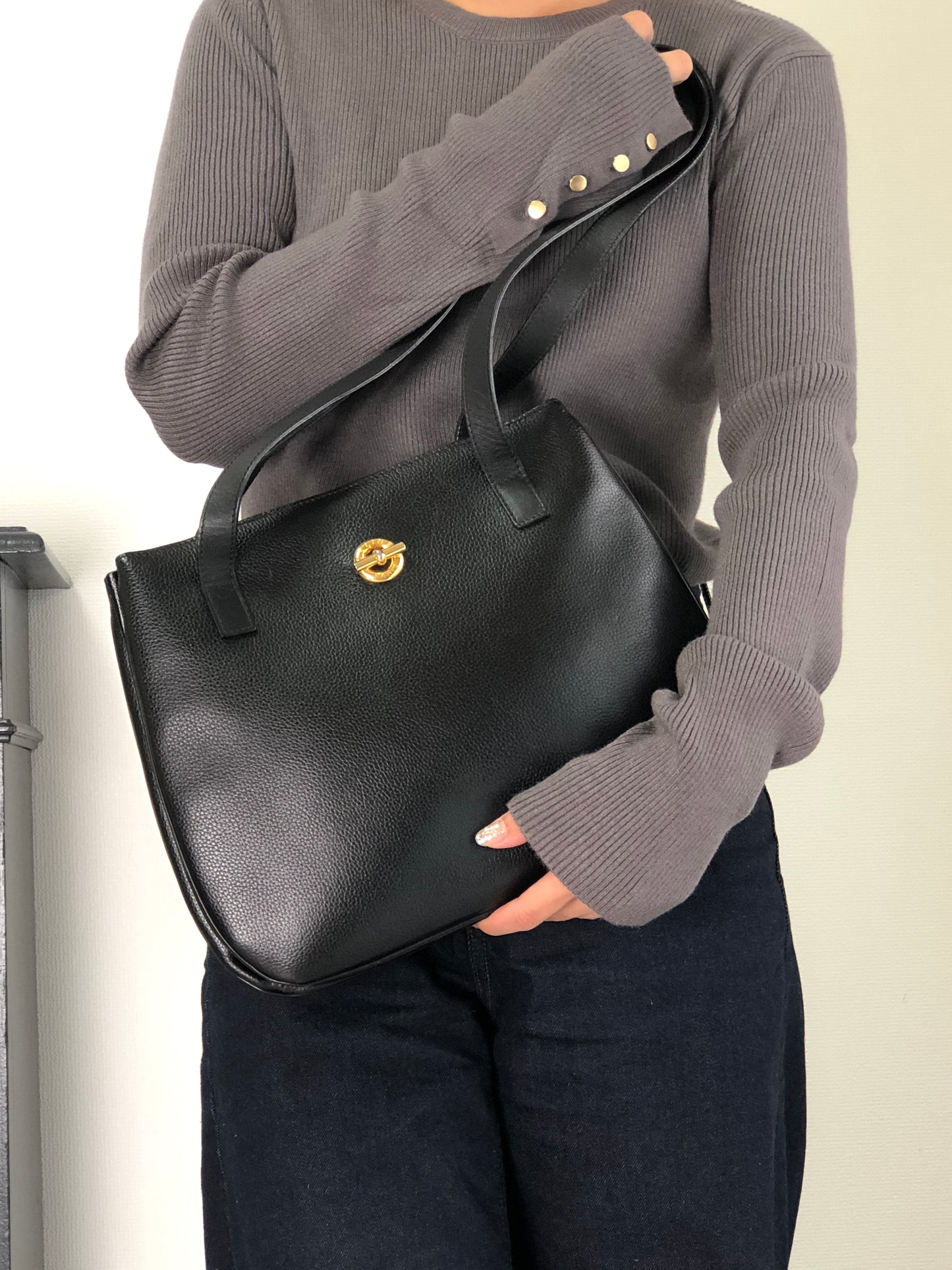 CELINE Toggle Clasp Shoulder bag Black Vintage dfgr6w