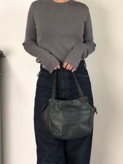 LOEWE Anagram Drawstring Handbag Black Vintage nggky5