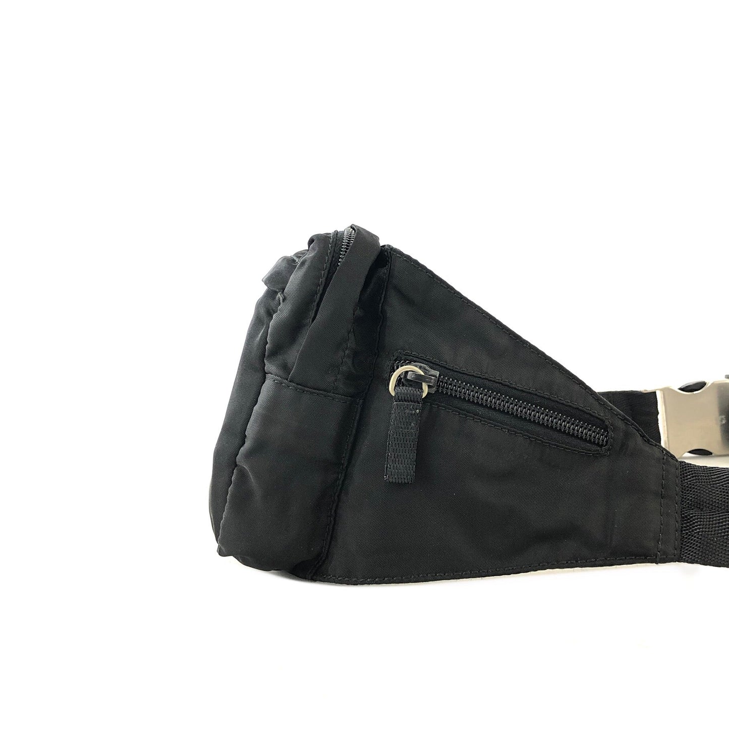 PRADA Triangle Logo Nylon Belt bag Sling bag Black Vintage 4csne8