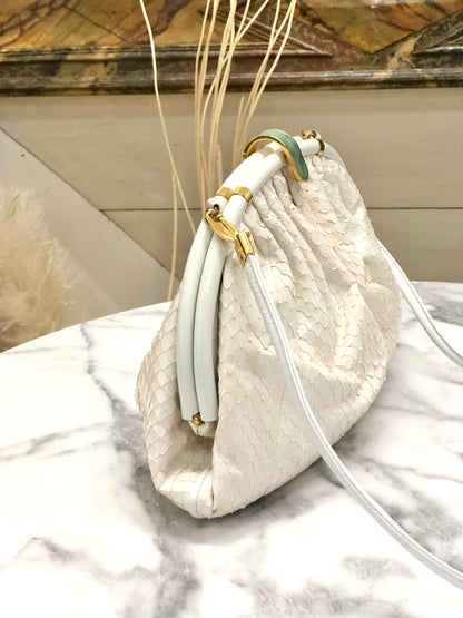 GUCCI Lizard Clasp White Shoulder Bag Vintage Old avni3e