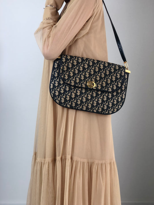 Christian Dior Trotter Shoulder bag Navy Vintage 2xwr2a