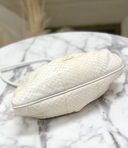 GUCCI Lizard Clasp White Shoulder Bag Vintage Old avni3e