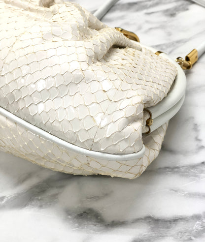 GUCCI Lizard Clasp White Shoulder Bag Vintage Old avni3e