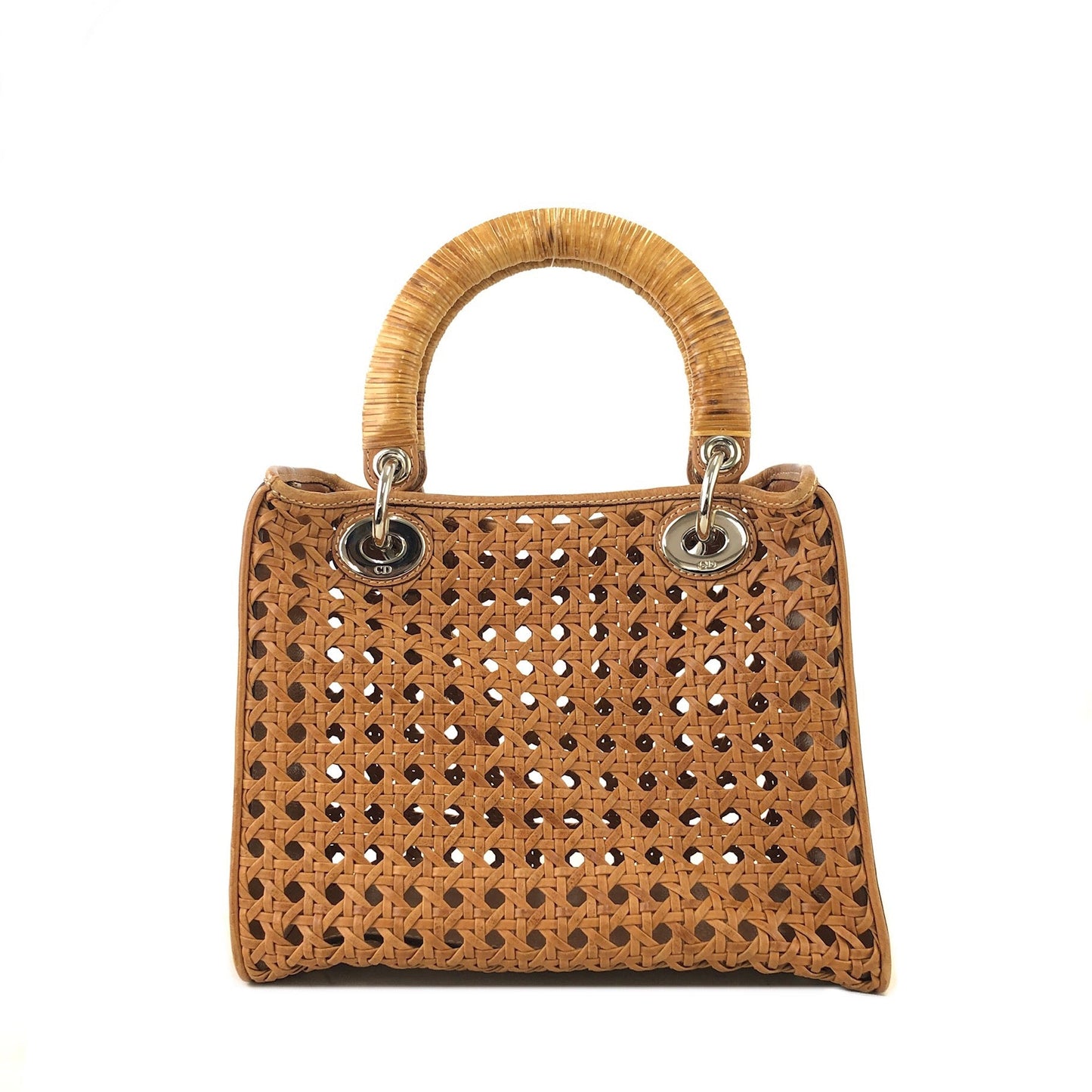 Christian Dior Lady Dior Cannage Rattan Mesh Handbag Brown Vintage 7p4yf7
