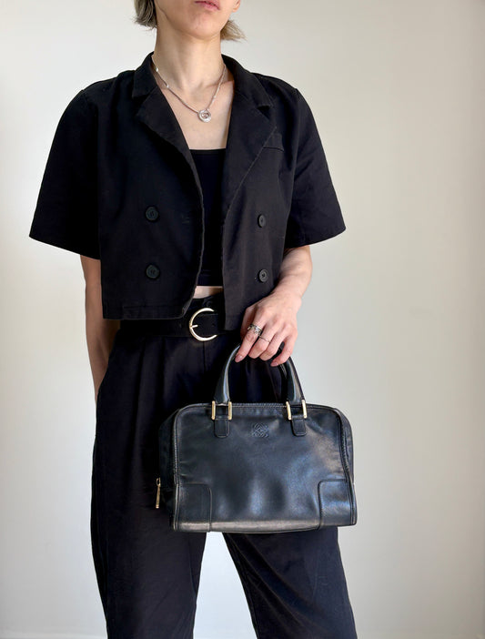 LOEWE Amazona28 Anagram Handbag Boston bag Black Vintage bda233