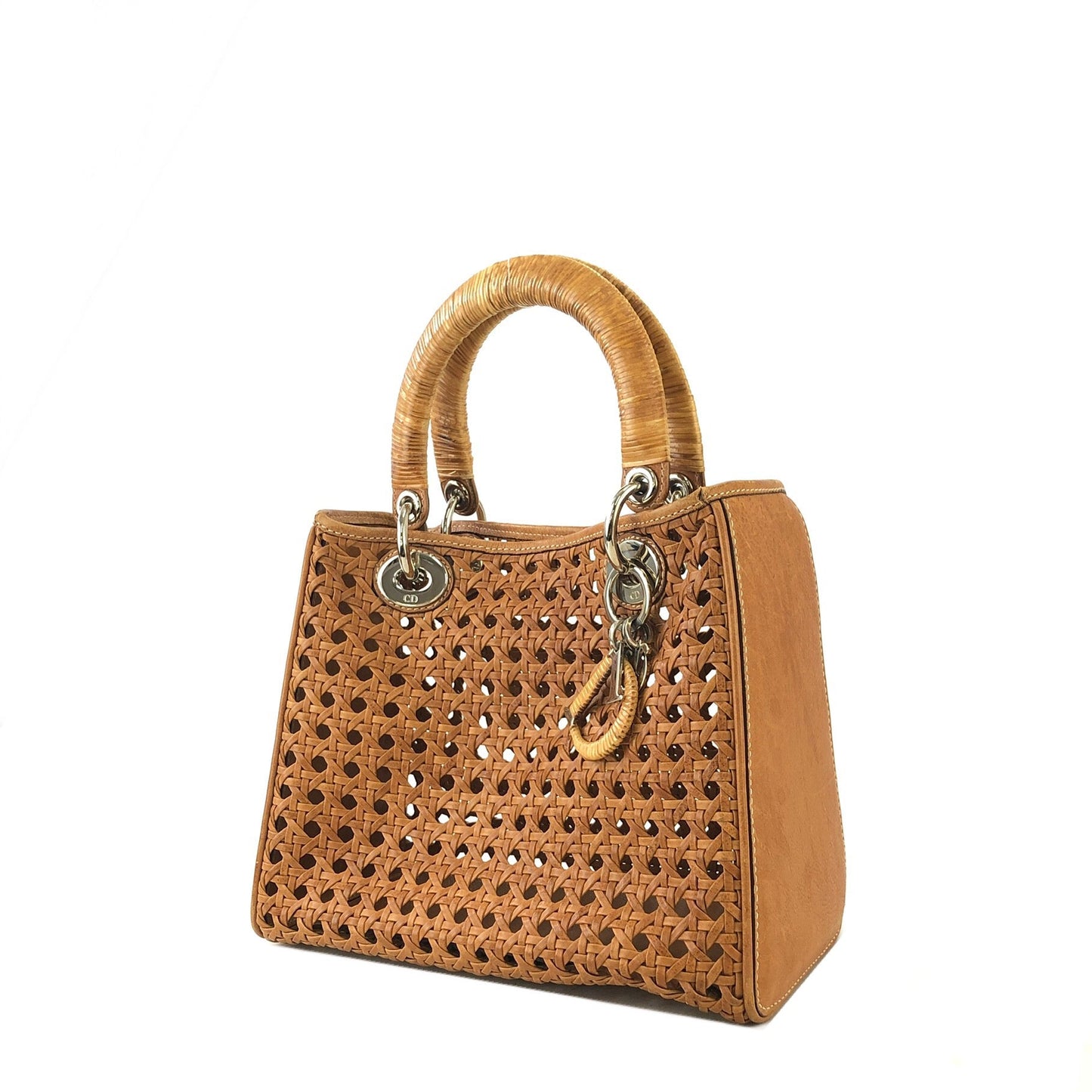 Christian Dior Lady Dior Cannage Rattan Mesh Handbag Brown Vintage 7p4yf7