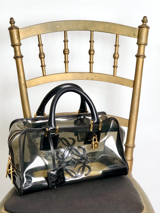 LOEWE Amazona Anagram Handbag Boston bag Black Vintage sek63g