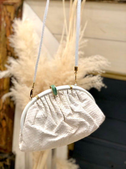 GUCCI Lizard Clasp White Shoulder Bag Vintage Old avni3e