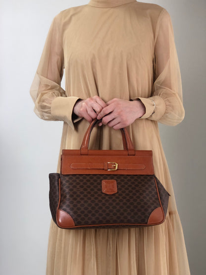 CELINE Macadam Blason Front Buckle Handbag Brown Vintage kaare7