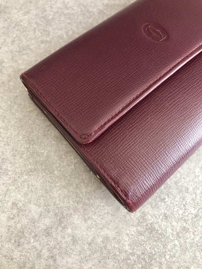 Cartier Logo Embossed Folded Wallet Bordeaux Vintage g2uux3
