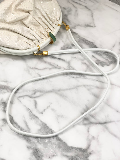 GUCCI Lizard Clasp White Shoulder Bag Vintage Old avni3e