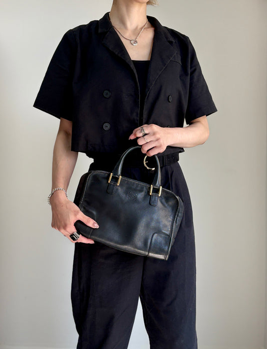 LOEWE Amazona28 Anagram Handbag Boston bag Black Vintage bda233