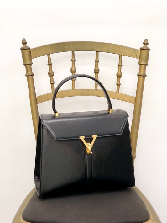 VALENTINO GARAVANI Logo Handbag Black Vintage pbs668