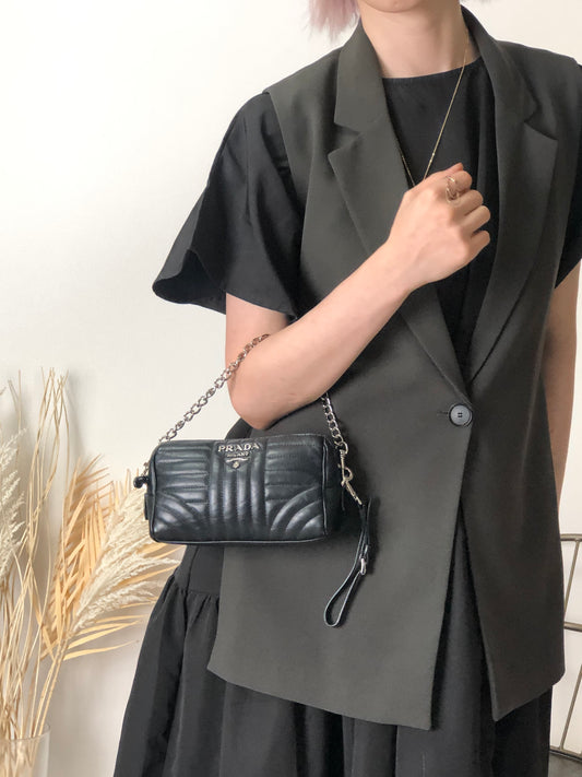 PRADA Logo Small Chain Handbag Black Vintage mwu5nu