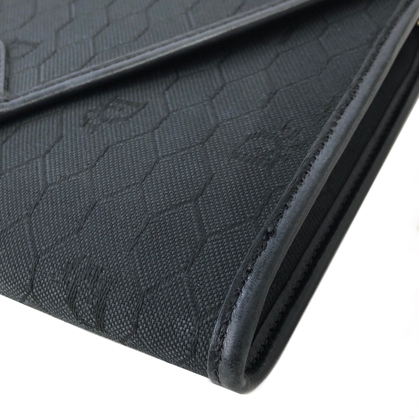 Christian Dior Logo Honeycomb Pattern Fabric Chain Crossbody Shoulderbag Black Vintage Old nfvfz5