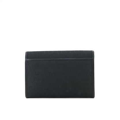 Christian Dior Logo Honeycomb Pattern Fabric Chain Crossbody Shoulderbag Black Vintage Old nfvfz5