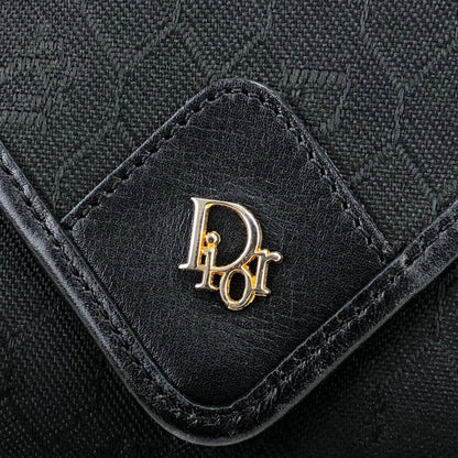 Christian Dior Logo Honeycomb Pattern Fabric Chain Crossbody Shoulderbag Black Vintage Old nfvfz5