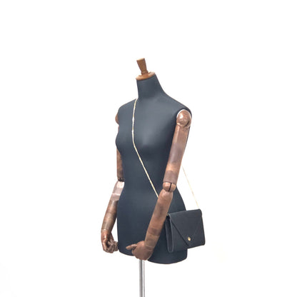 Christian Dior Logo Honeycomb Pattern Fabric Chain Crossbody Shoulderbag Black Vintage Old nfvfz5