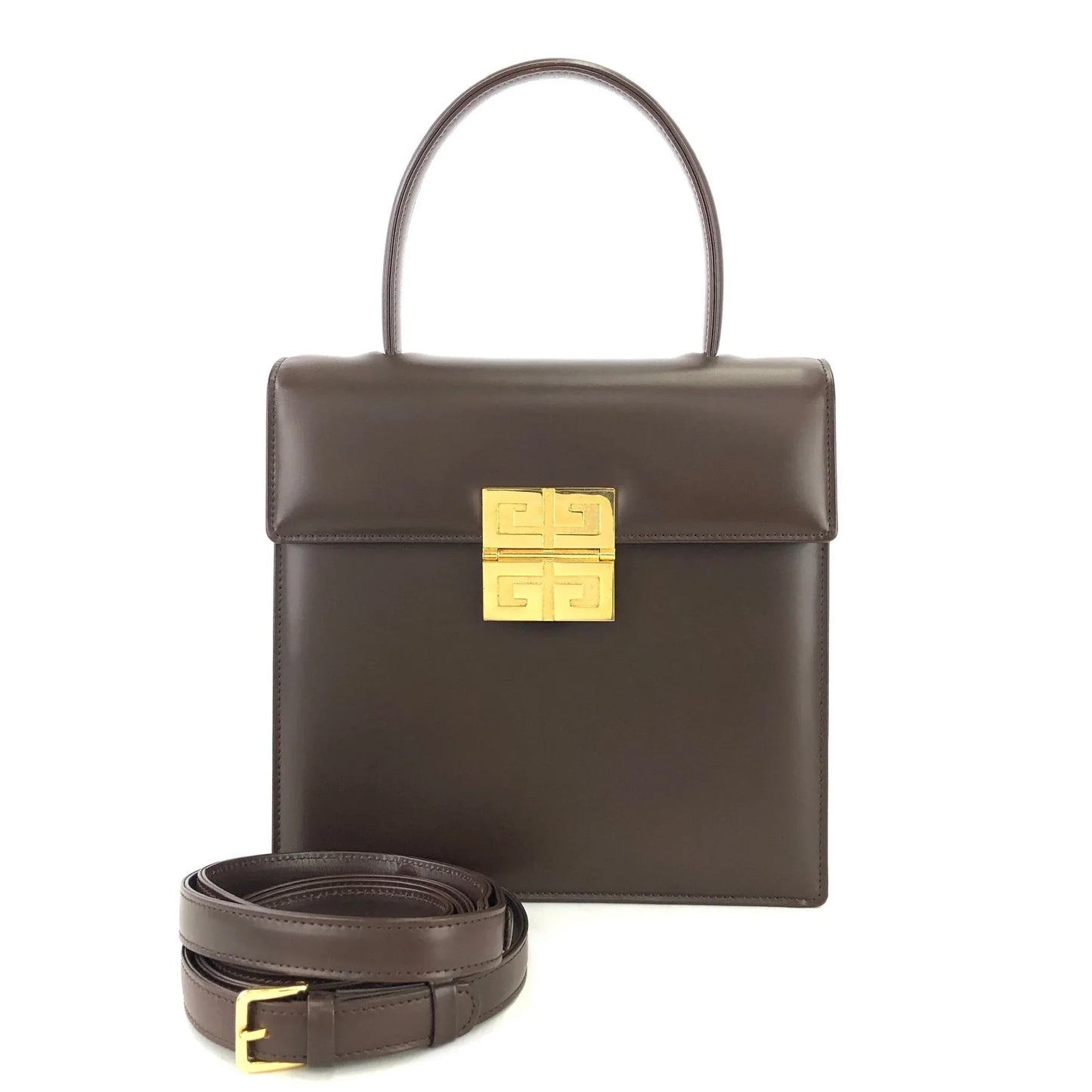 GIVENCHY Logo Handbag Shoulder bag Brown Vintage Old f6u5eu