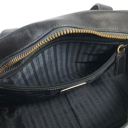 PRADA Logo Leather Shoulder bag Black Vintage jrkr4w