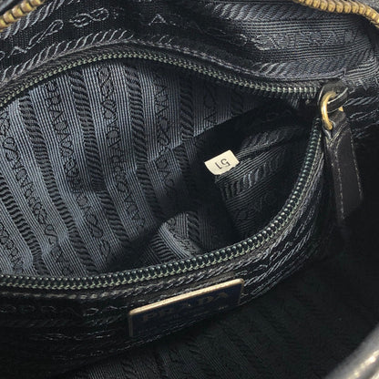 PRADA Logo Leather Shoulder bag Black Vintage jrkr4w