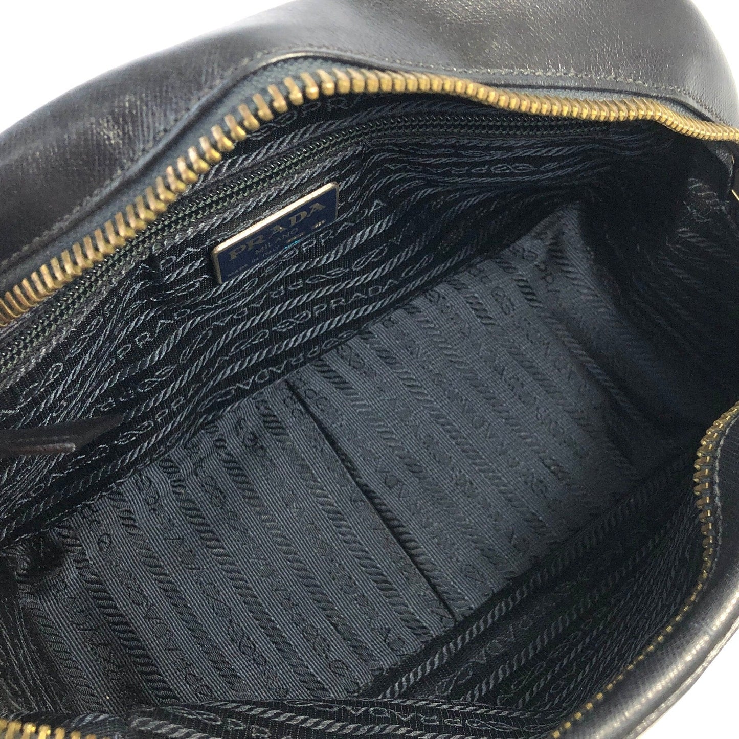 PRADA Logo Leather Shoulder bag Black Vintage jrkr4w