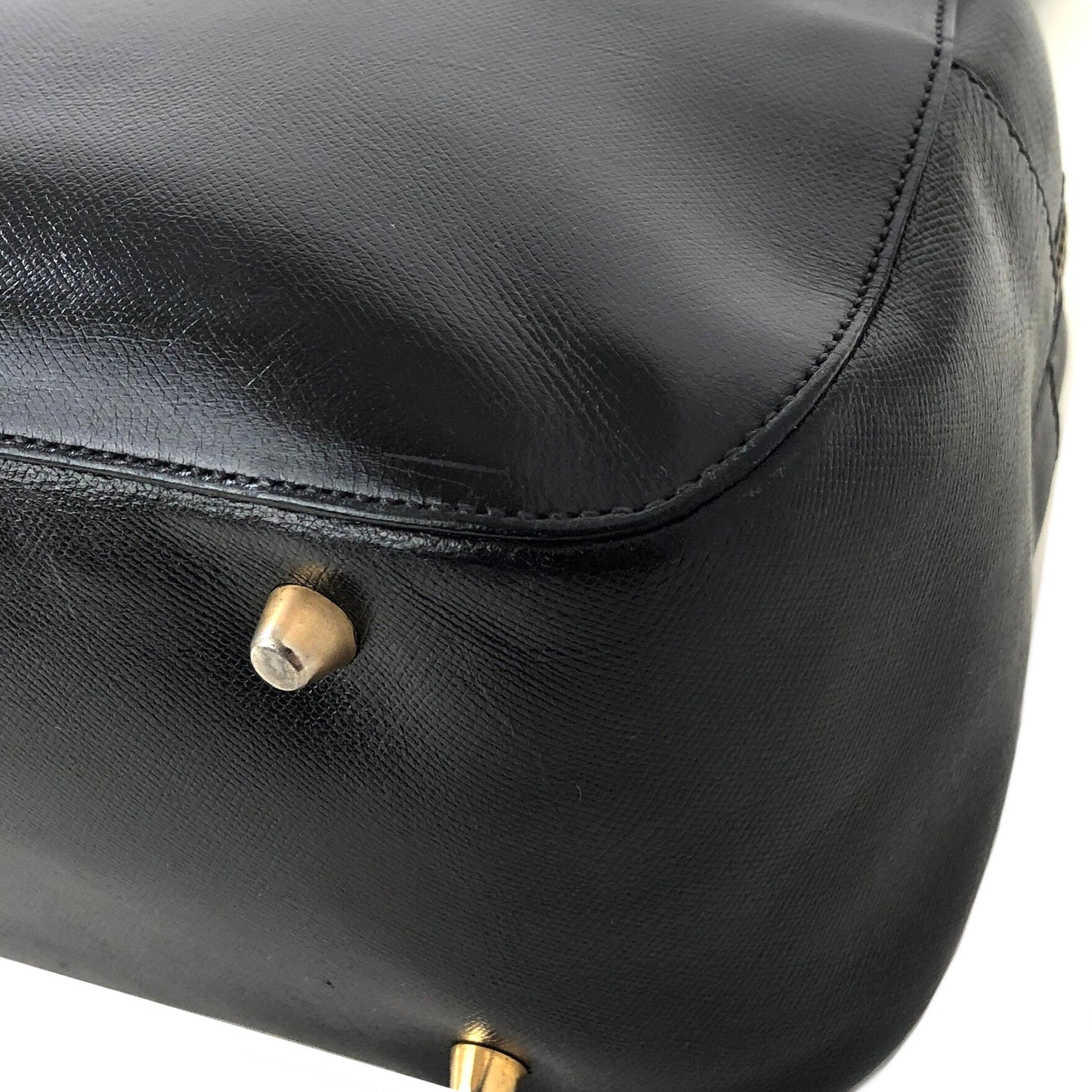 PRADA Logo Leather Shoulder bag Black Vintage jrkr4w
