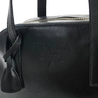 PRADA Logo Leather Shoulder bag Black Vintage jrkr4w