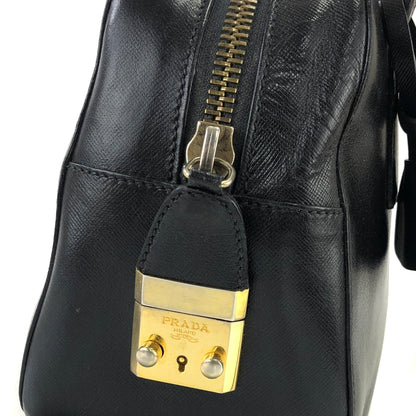 PRADA Logo Leather Shoulder bag Black Vintage jrkr4w