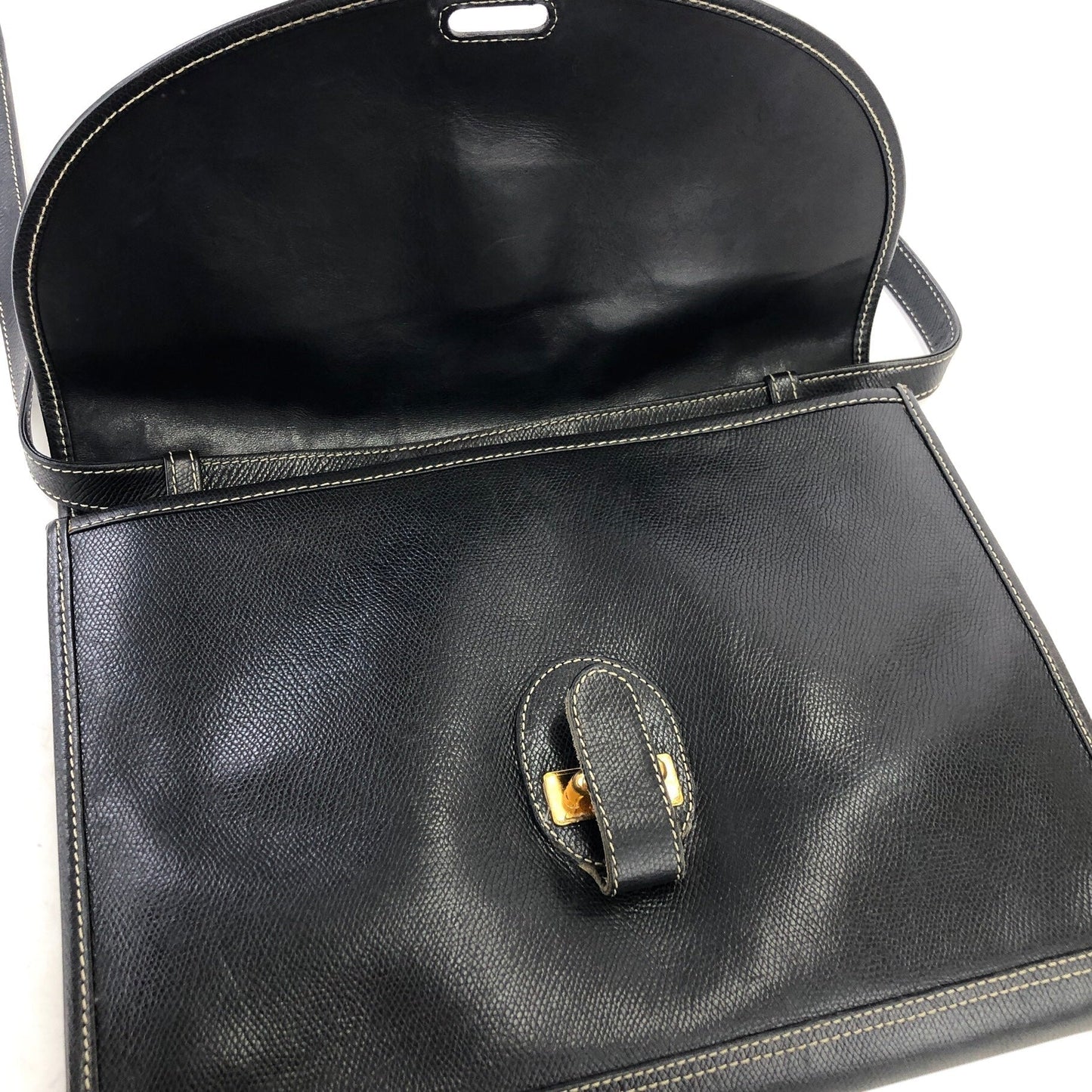 LOEWE Anagram Leather Shoulderbag Black Vintage Old h7hvg4