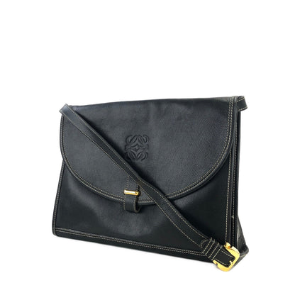 LOEWE Anagram Leather Shoulderbag Black Vintage Old h7hvg4