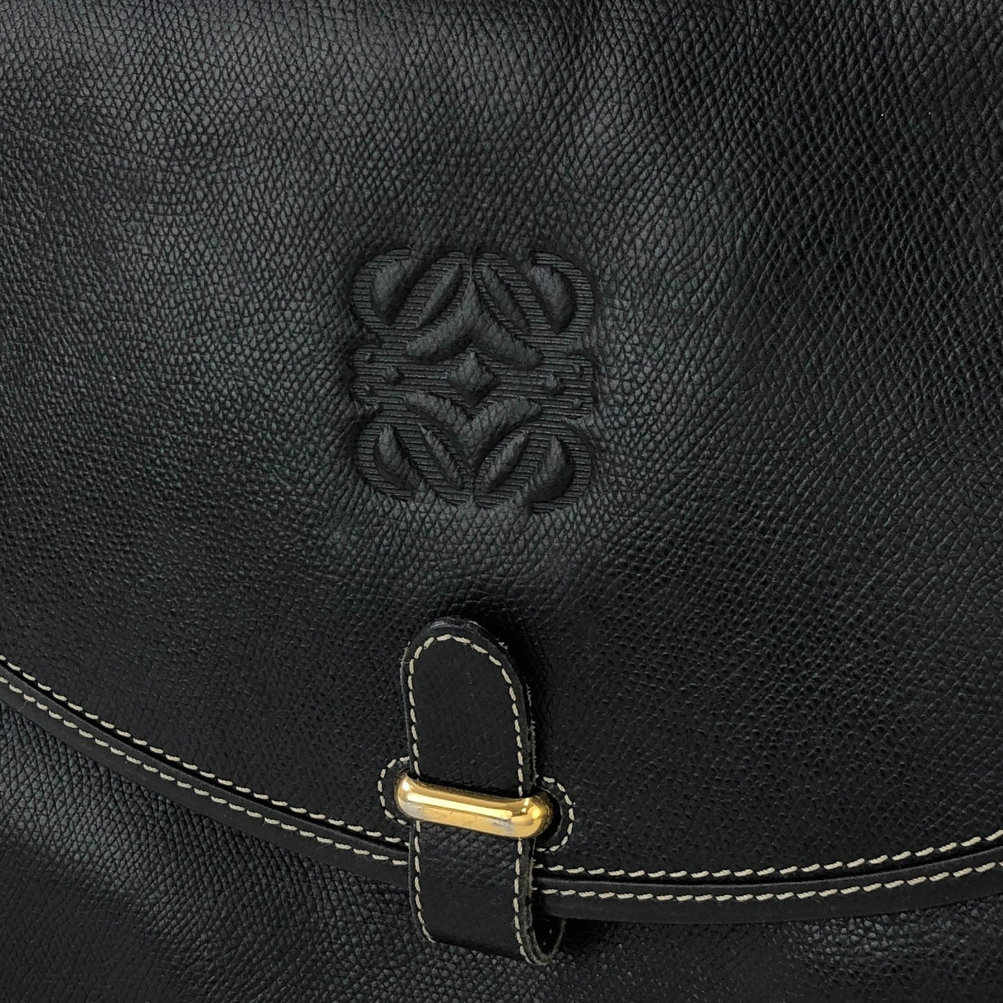 LOEWE Anagram Leather Shoulderbag Black Vintage Old h7hvg4