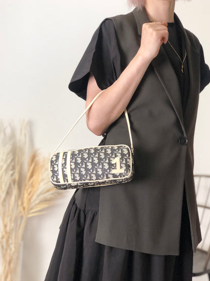 Christian Dior Trotter Small Handbag Black×White NO.1 Vintage 2mgtaw