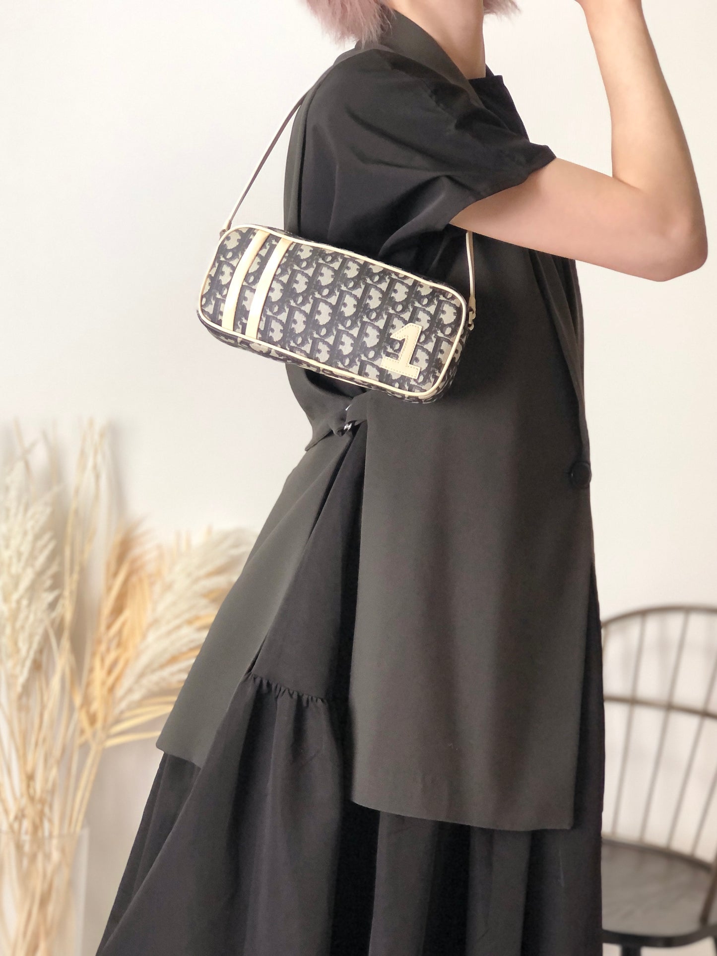 Christian Dior Trotter Small Handbag Black×White NO.1 Vintage 2mgtaw
