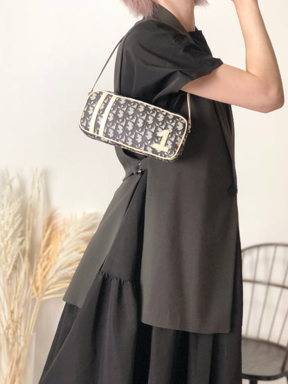 Christian Dior Trotter Small Handbag Black×White NO.1 Vintage 2mgtaw
