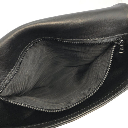 CELINE Front Zippier Flap Leather Shoulder bag Black Vintage Old Celine dbaxwe