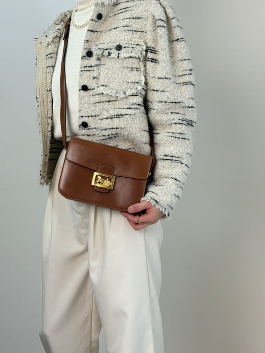 CELINE Horse Carriage Crossbody Shoulder bag Brown Vintage ysc7da