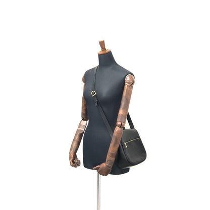 CELINE Front Zippier Flap Leather Shoulder bag Black Vintage Old Celine dbaxwe