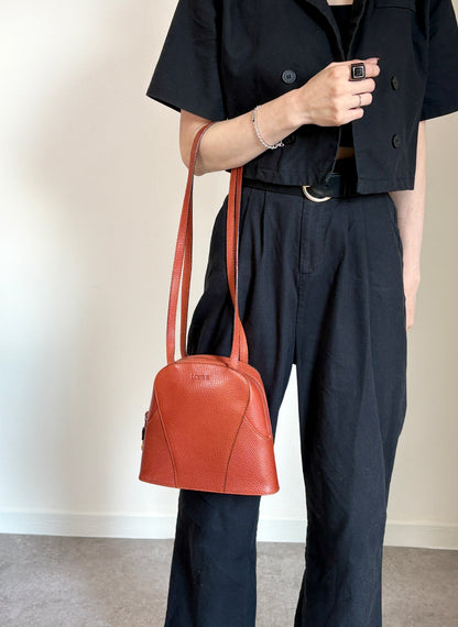 LOEWE Logo Embossed Shoulder bag Brown Vintage hhdfi4