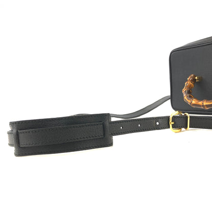 GUCCI Bamboo Leather Vanity bag Shoulder bag Black Vintage Old GUCCI cinxv3