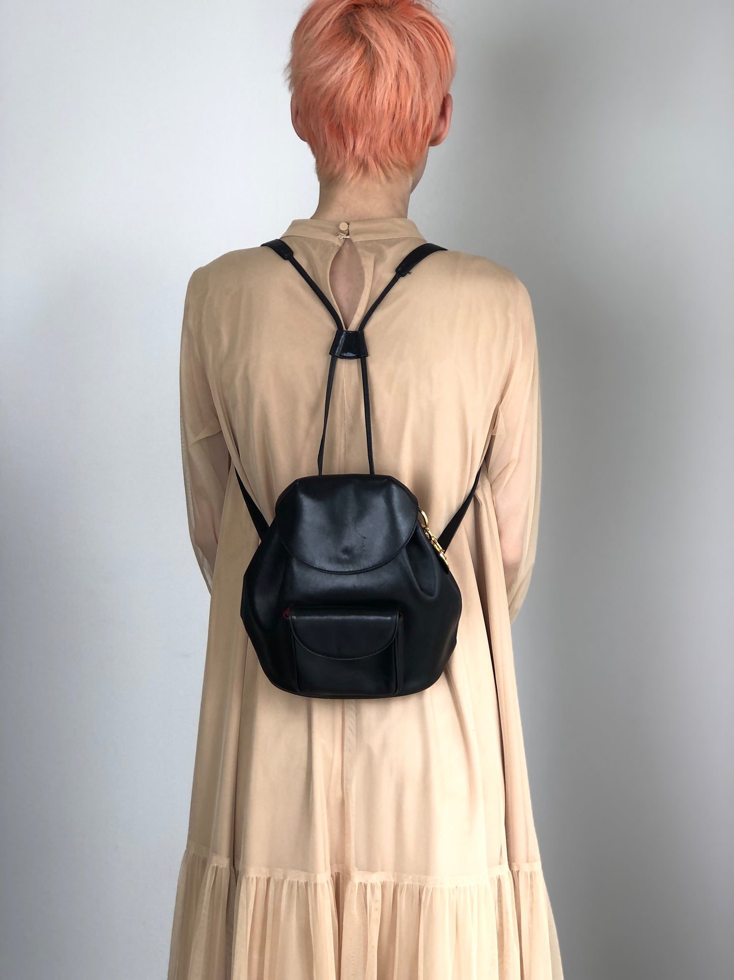Christian Dior Logo Charm Backpack Black Vintage i8y5w2