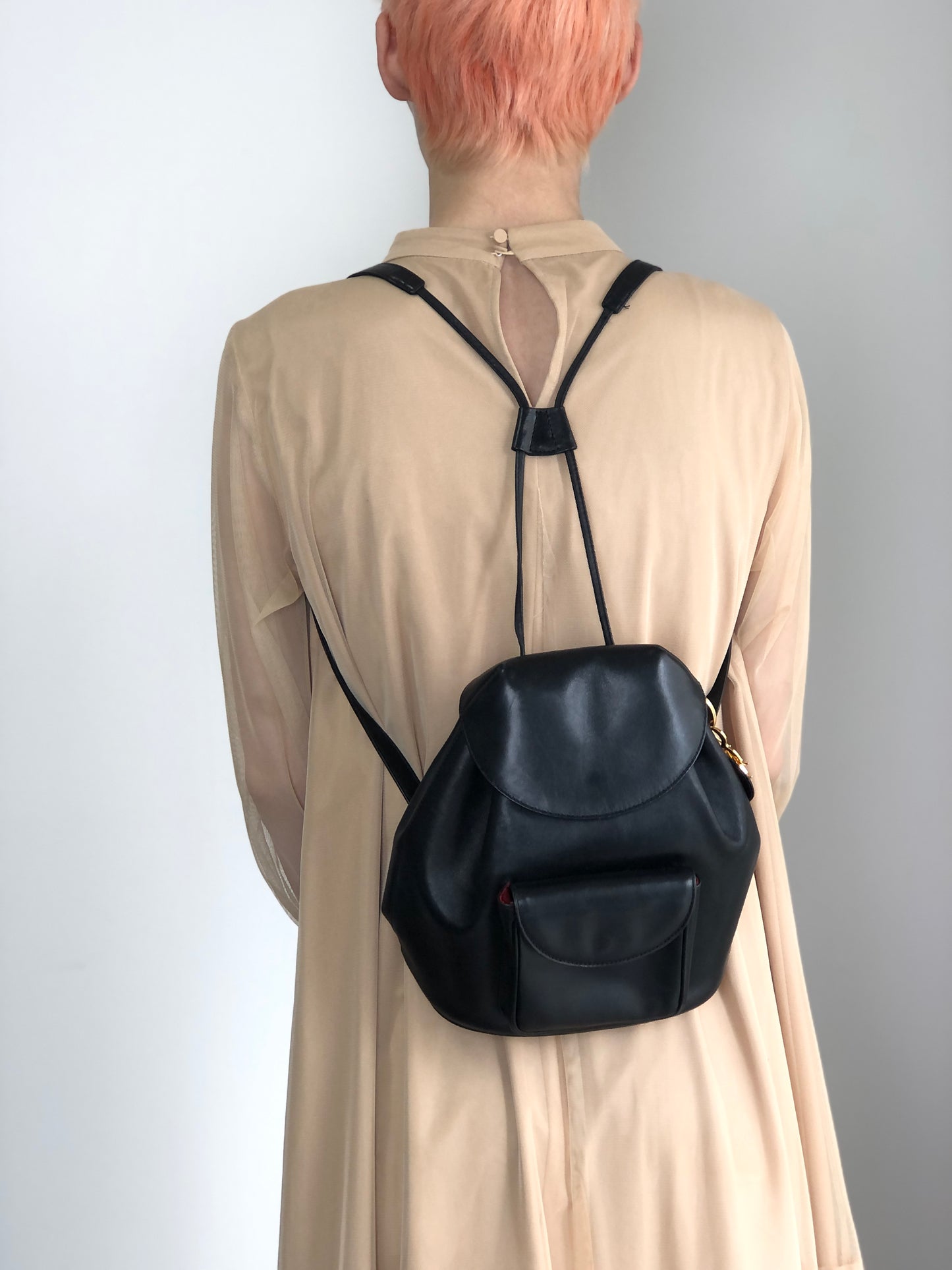 Christian Dior Logo Charm Backpack Black Vintage i8y5w2