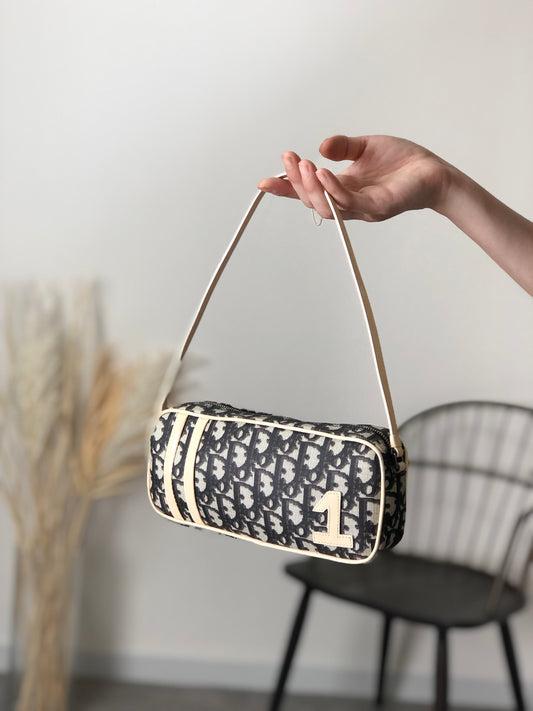 Christian Dior Trotter Small Handbag Black×White NO.1 Vintage 2mgtaw