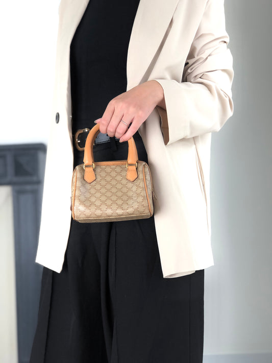 CELINE Macadam Two-way Small Handbag Shoulder bag Beige Vintage ecy7xt
