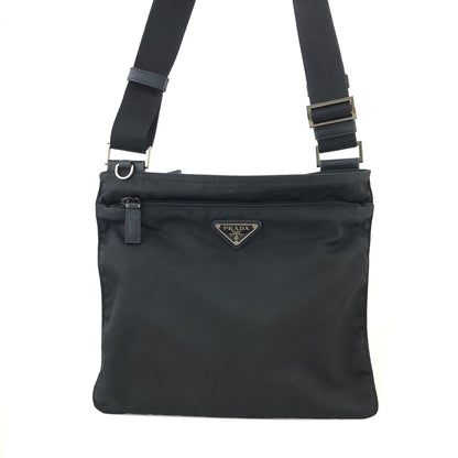 PRADA Triangle Logo Nylon Shoulder Bag Black Vintage Old sv54k4