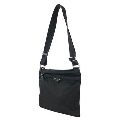 PRADA Triangle Logo Nylon Shoulder Bag Black Vintage Old sv54k4