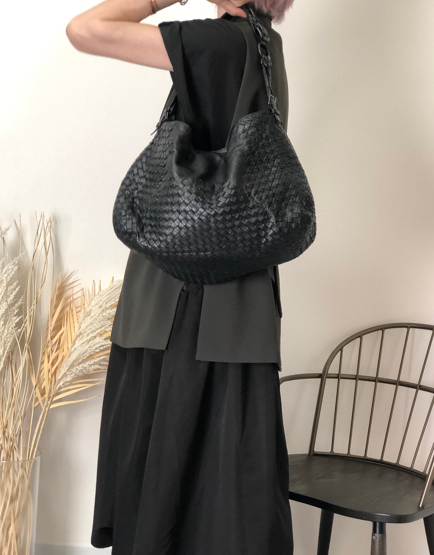 Bottega Veneta Intrecciato Shoulder bag Black Vintage 7fgs3j